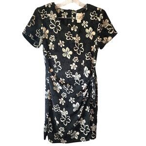 Bentley Women's Gray Floral Knee Length Faux Wrap Front Dress Size 6